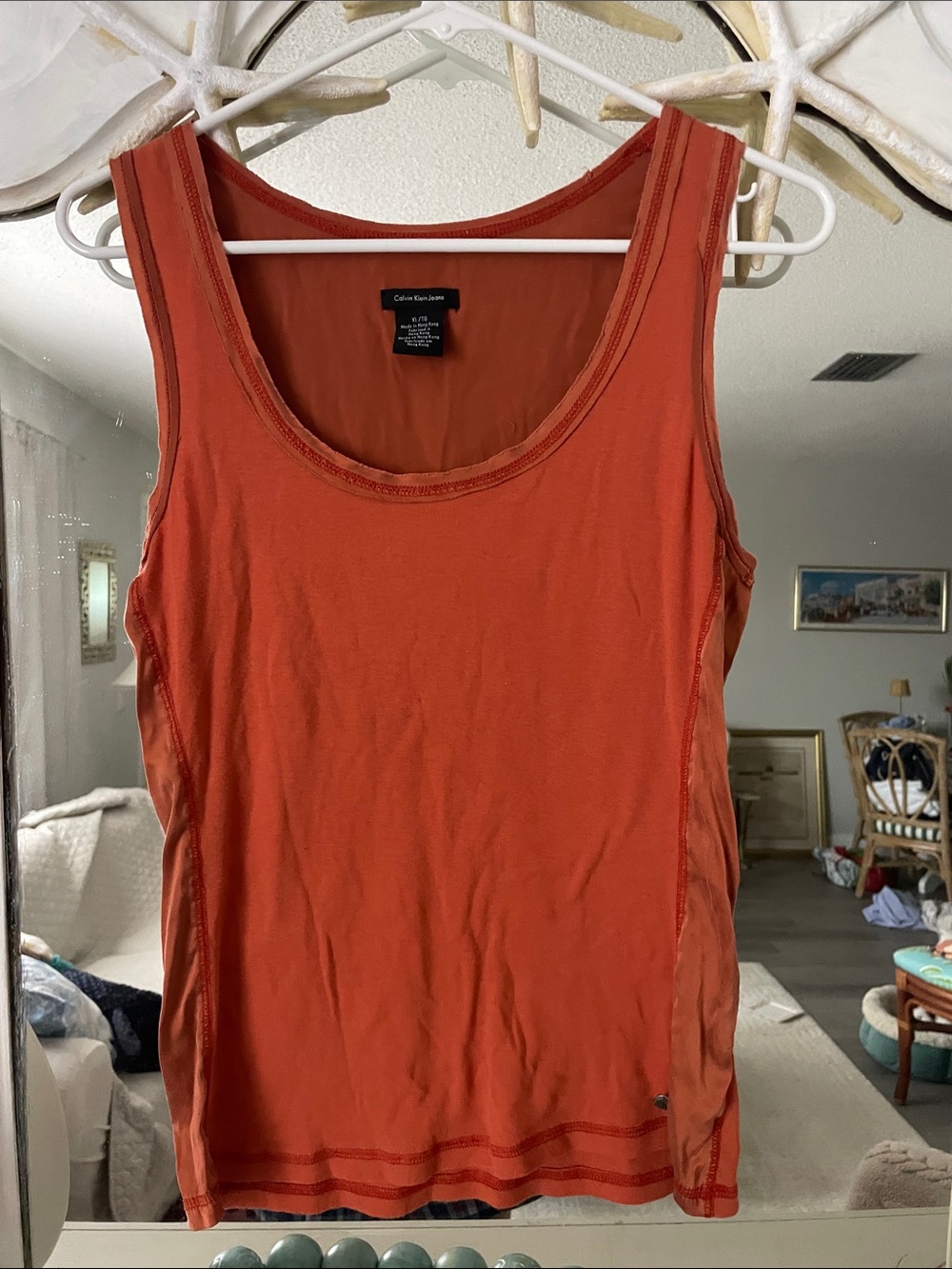Calvin Klein Jeans Women's Rust-Orange Scoop Neck Tank